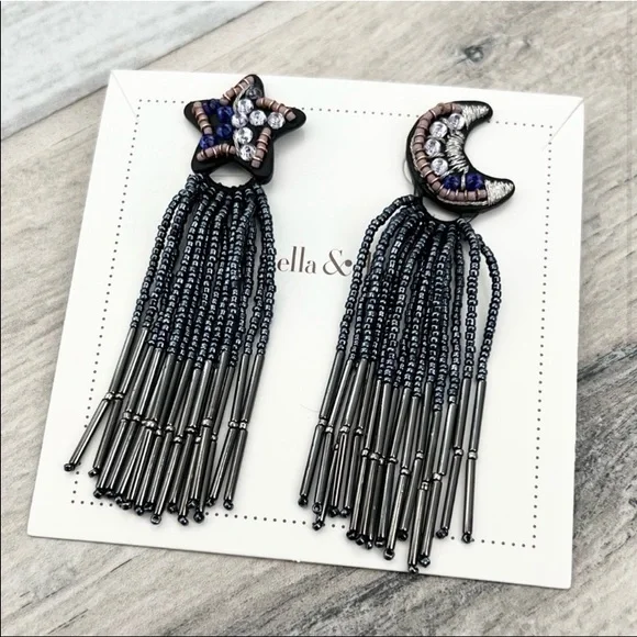 Stella & Dot | ⭐️🌛 LTD ED. Hand Embroidered Star & Moon Chandelier Earri… - Picture 8 of 8